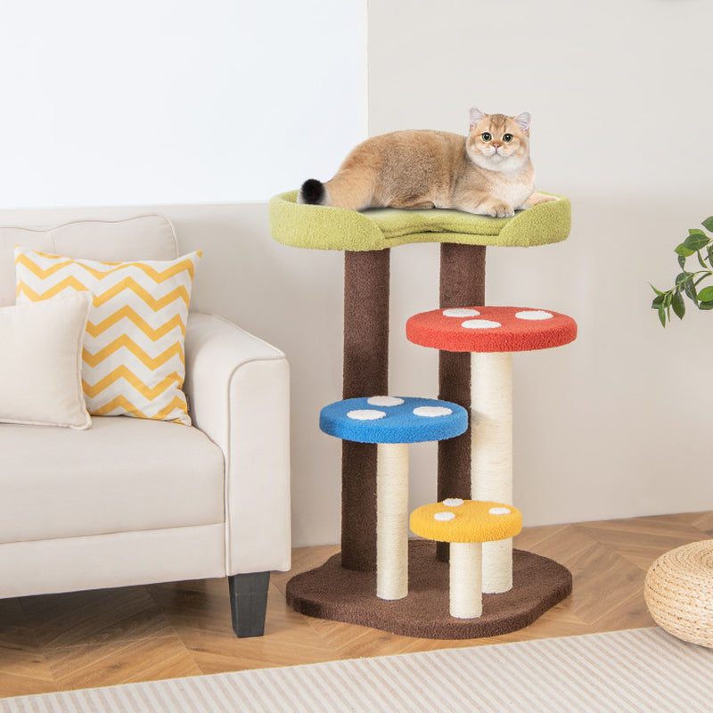 3-in-1 Cat Tree – Sisal Posts, Removable Mat & Platforms