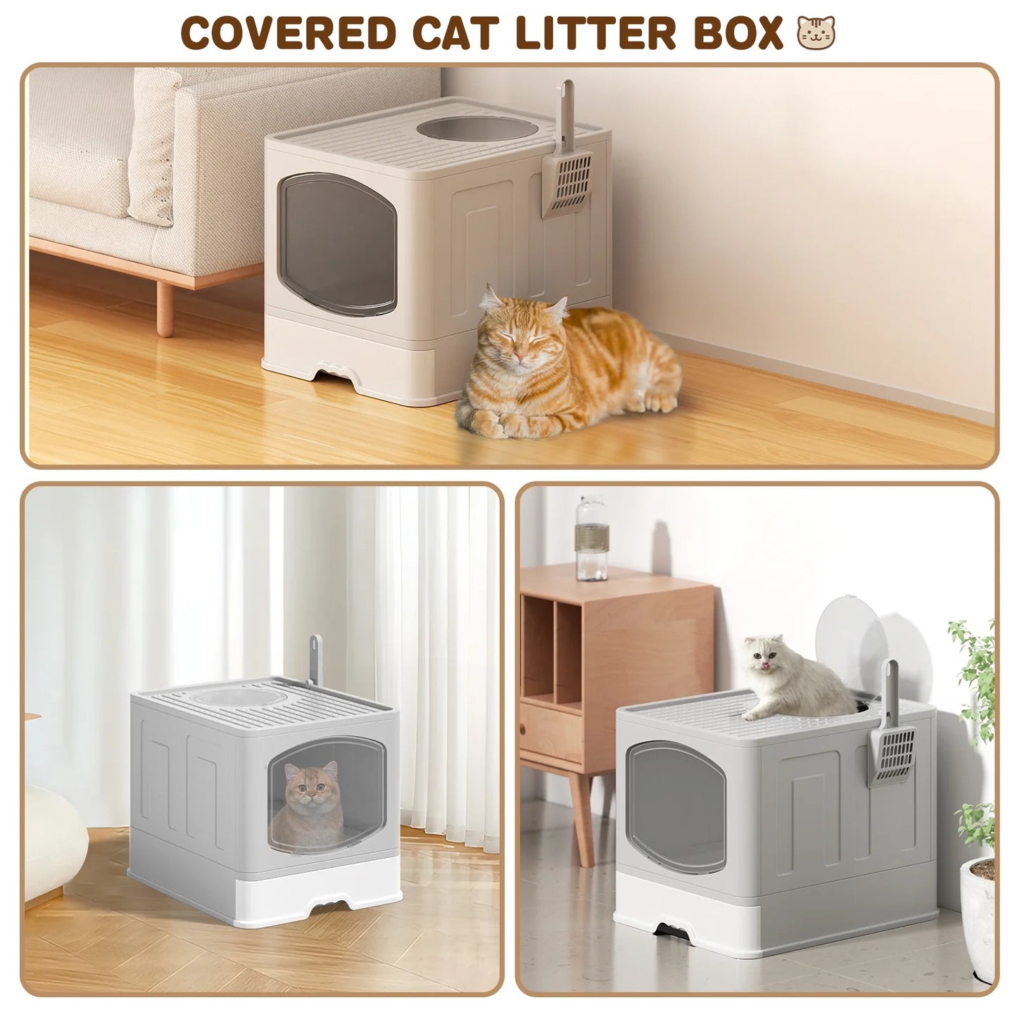 XL Foldable Cat Litter Box – Enclosed, Anti-Splash & Easy Clean