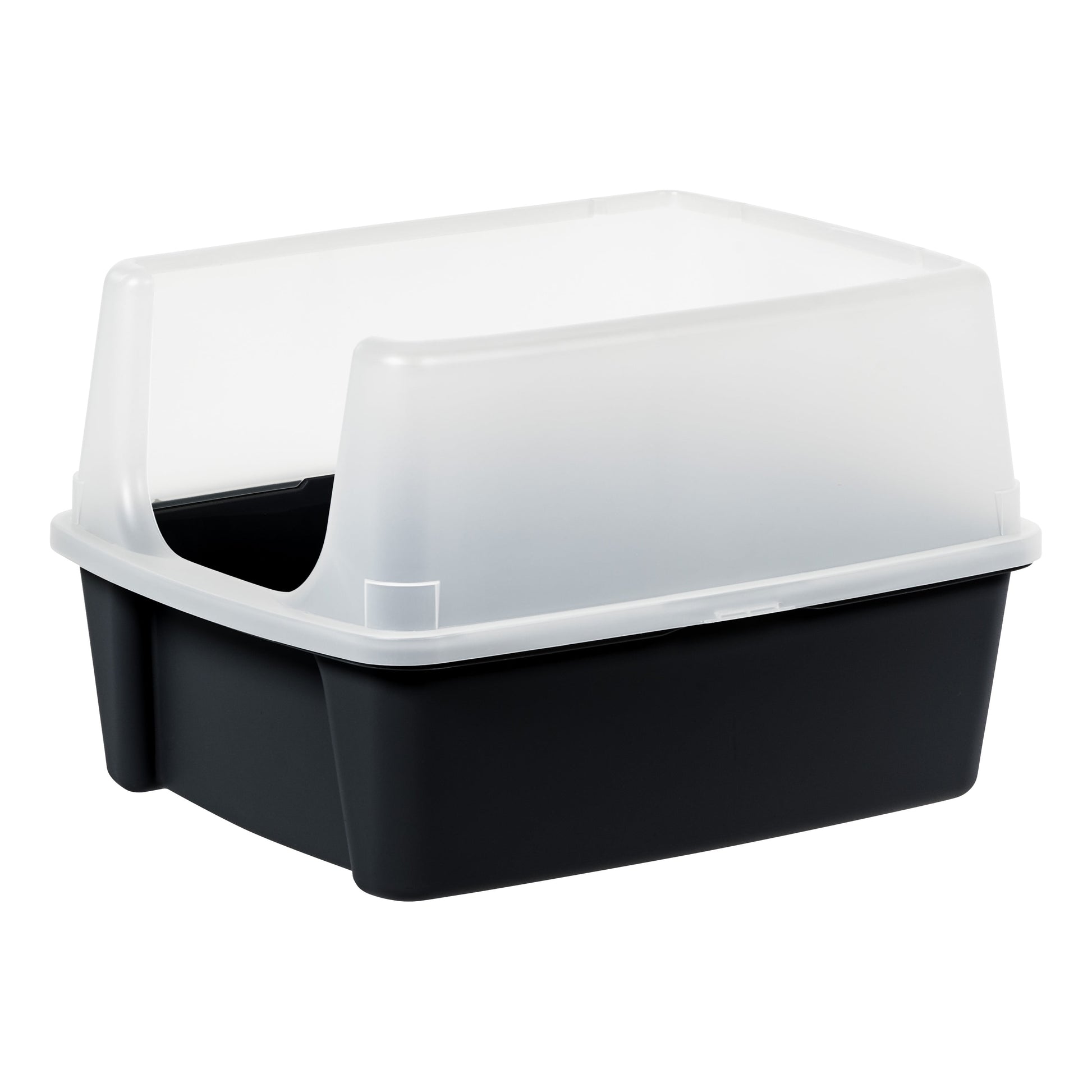 High-Sided Open Top Cat Litter Box – Black with Scoop