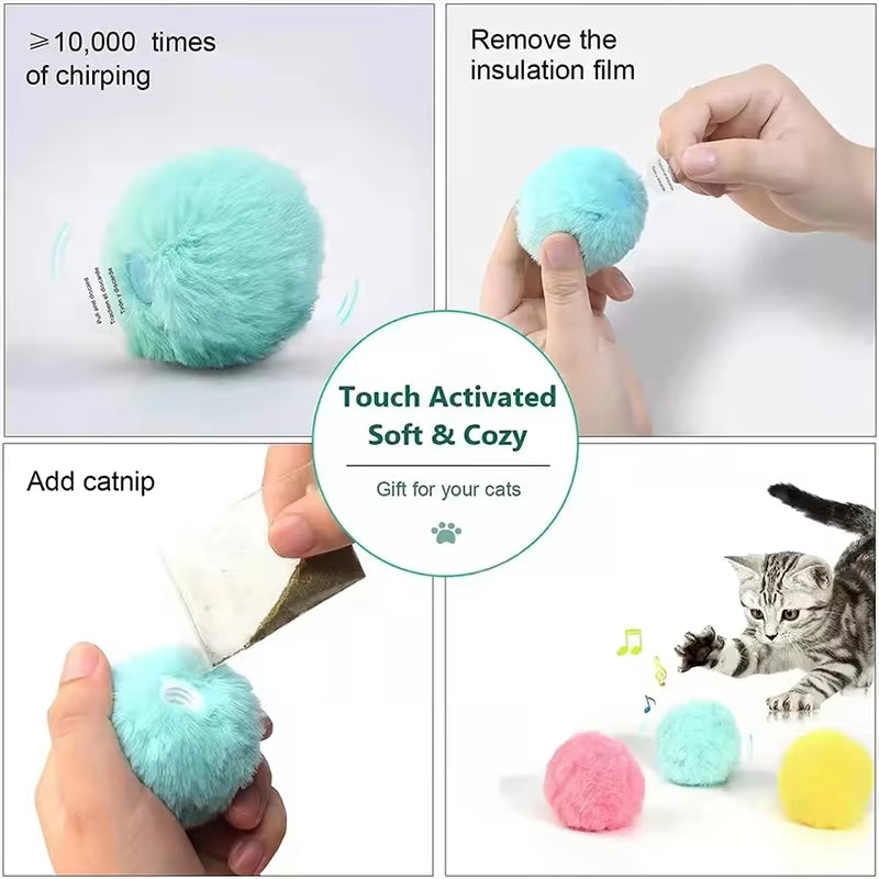 Interactive Smart Cat Toy Ball – Plush Electric with Sound & Catnip