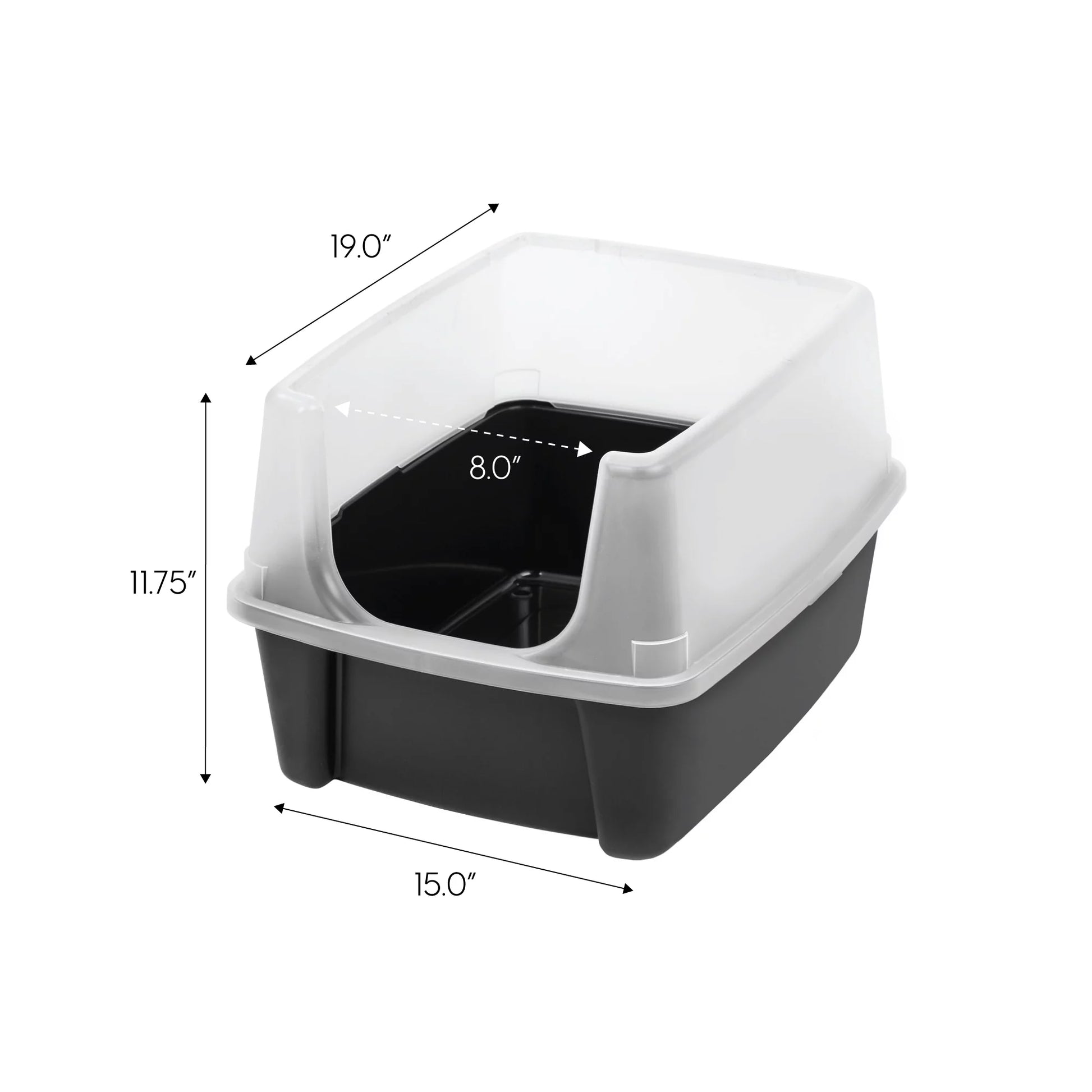 High-Sided Open Top Cat Litter Box – Black with Scoop