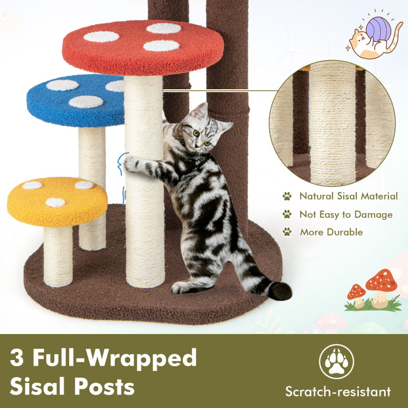 3-in-1 Cat Tree – Sisal Posts, Removable Mat & Platforms