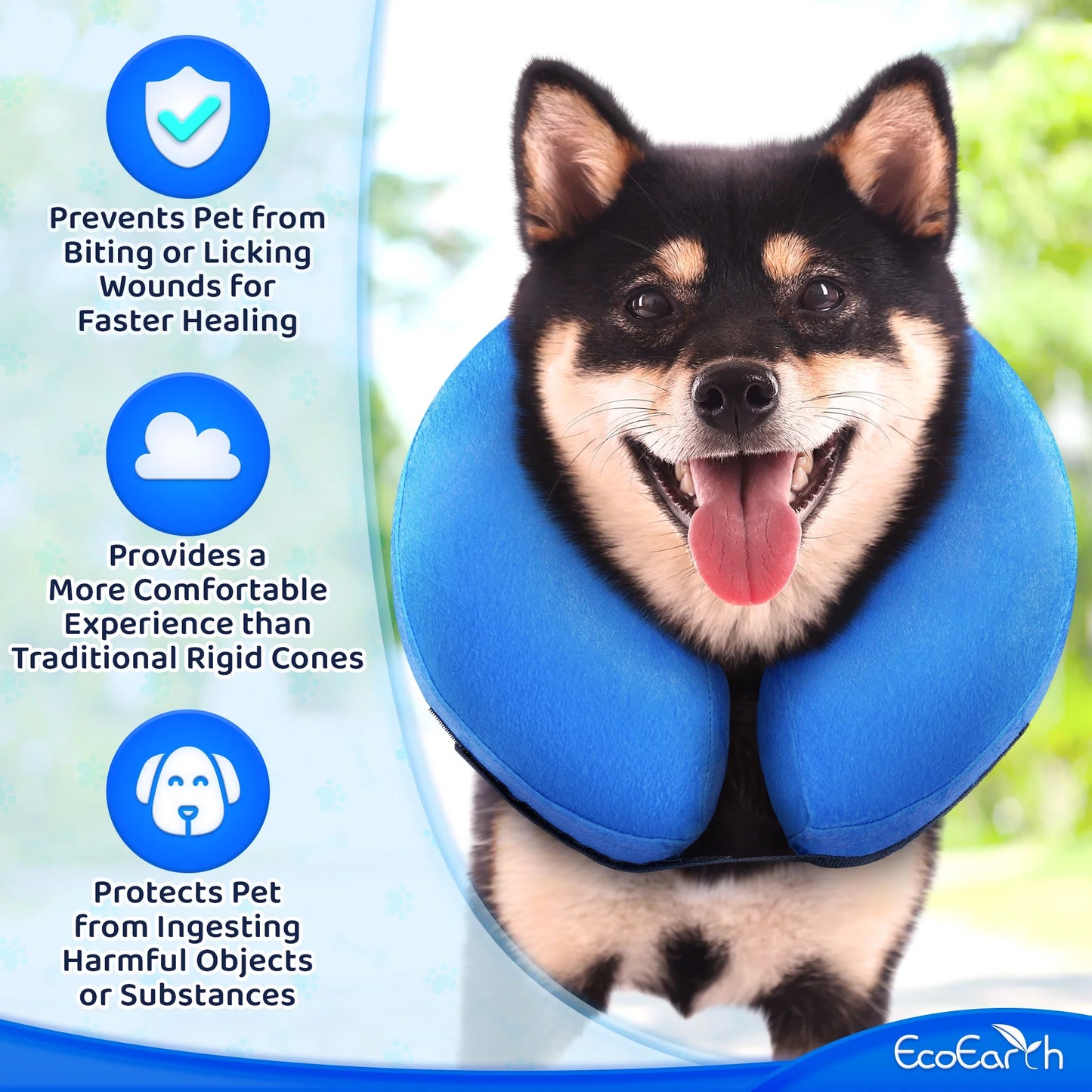 Inflatable Dog Cone – Soft Protective Collar (Medium)