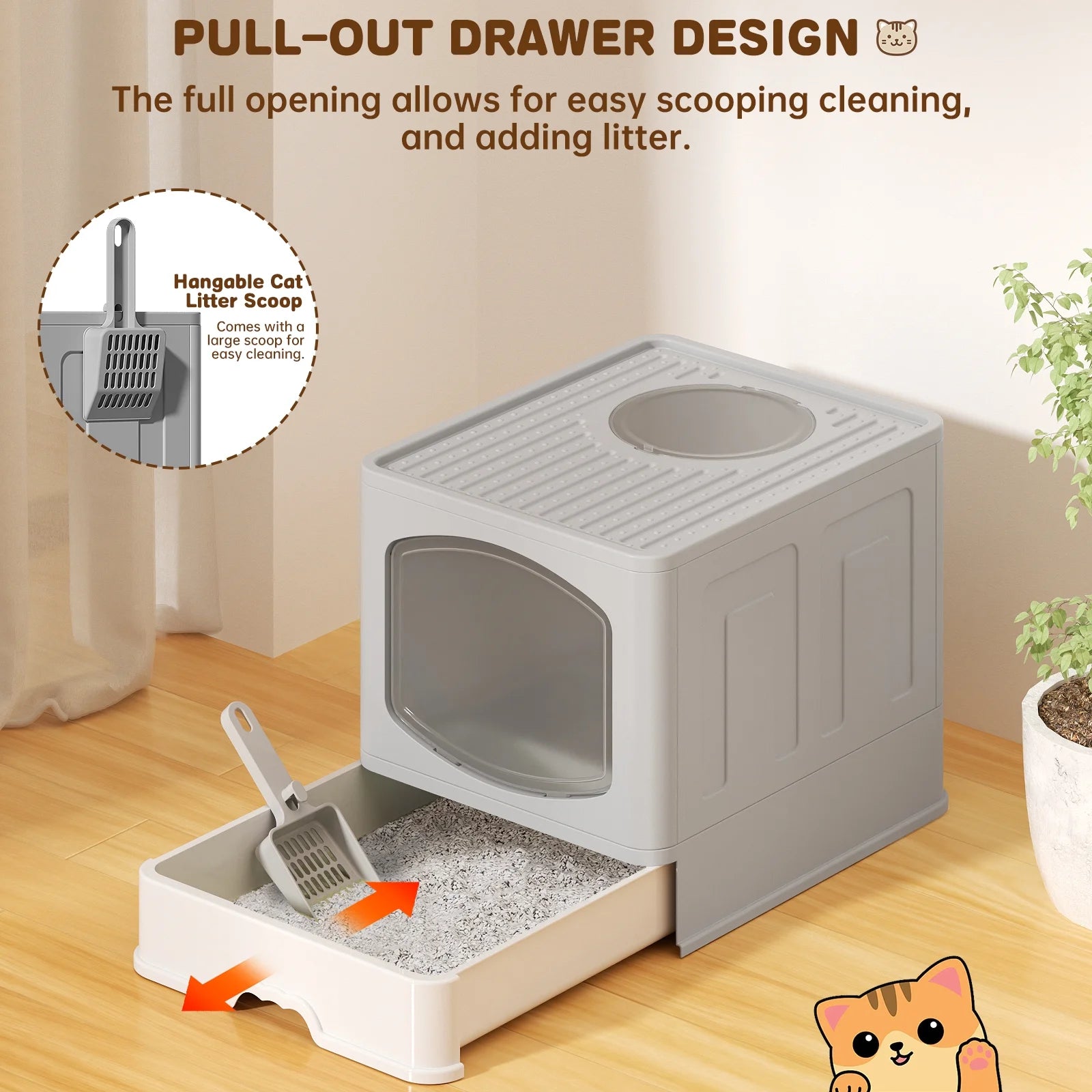 XL Foldable Cat Litter Box – Enclosed, Anti-Splash & Easy Clean