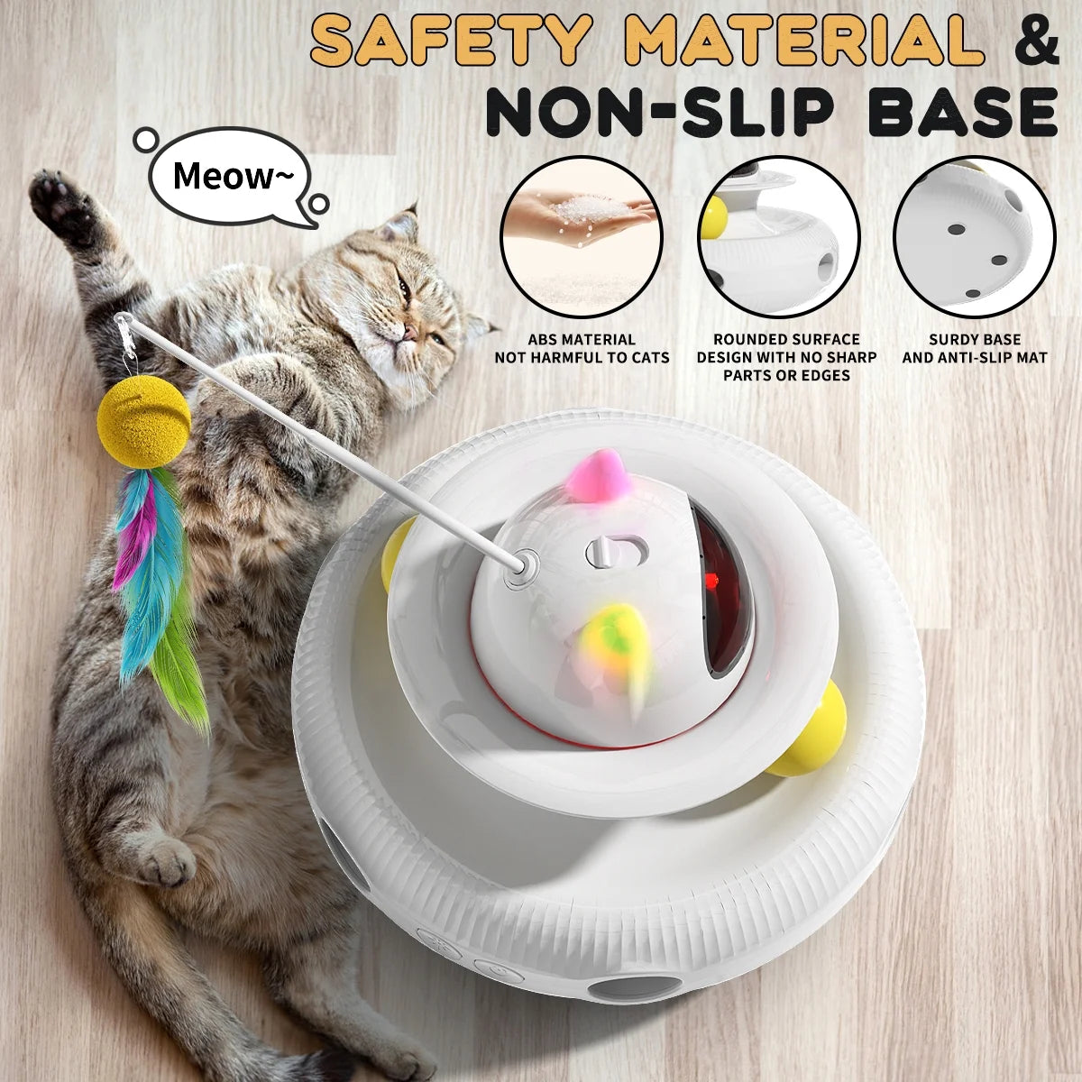 4-in-1 Interactive Cat Toy – Laser, Wand, Track Balls & Kicker