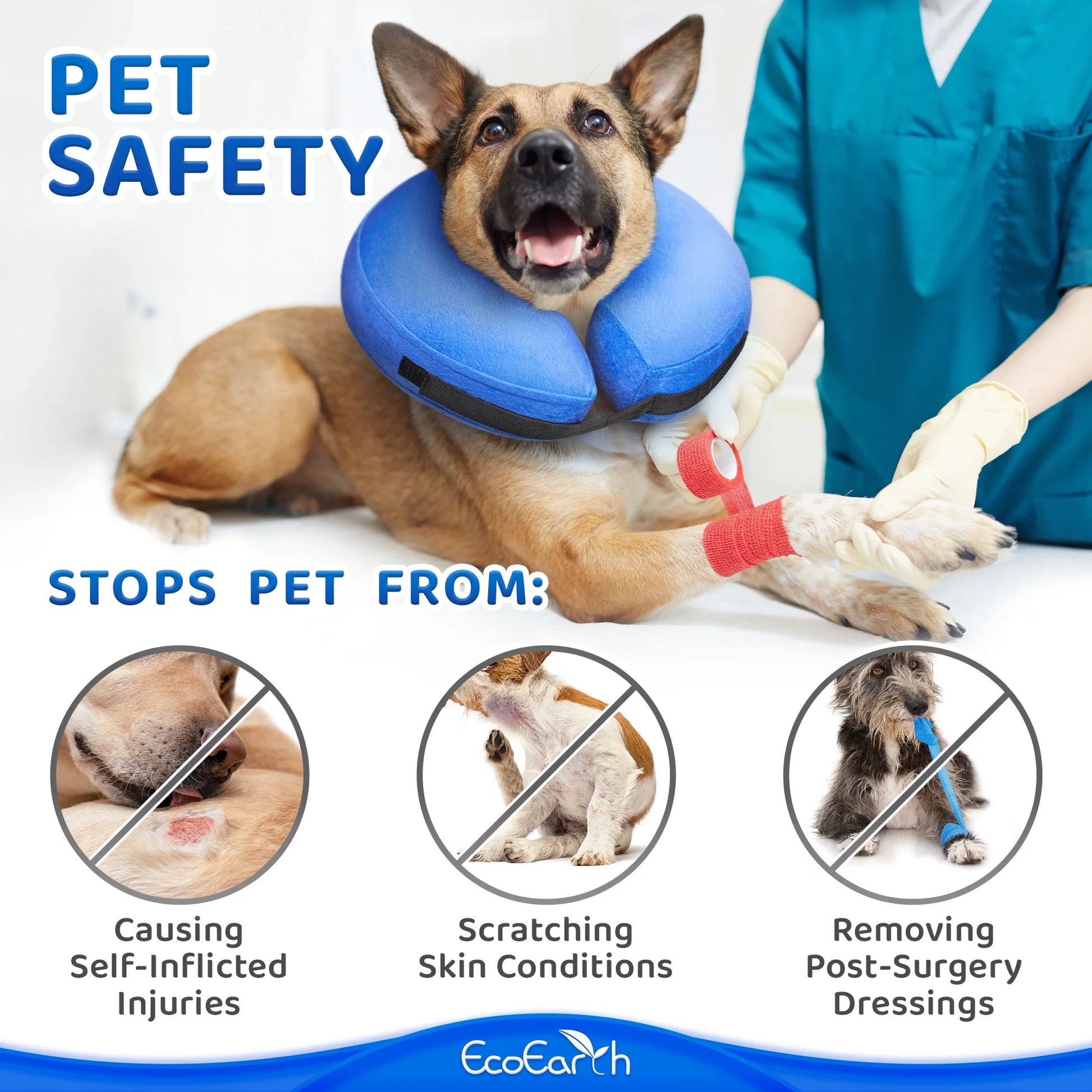 Inflatable Dog Cone – Soft Protective Collar (Medium)