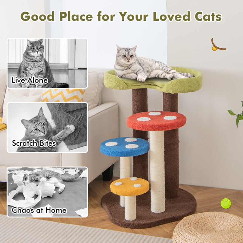 3-in-1 Cat Tree – Sisal Posts, Removable Mat & Platforms