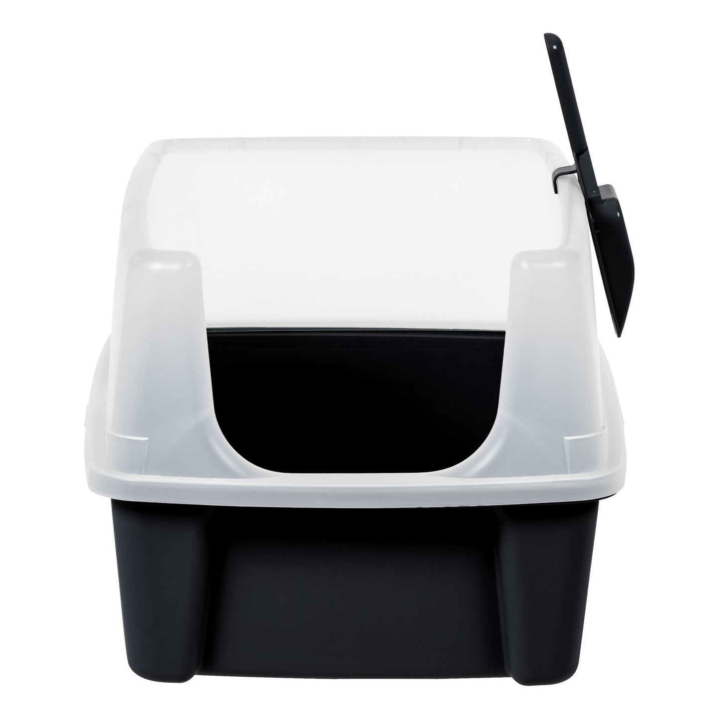 High-Sided Open Top Cat Litter Box – Black with Scoop